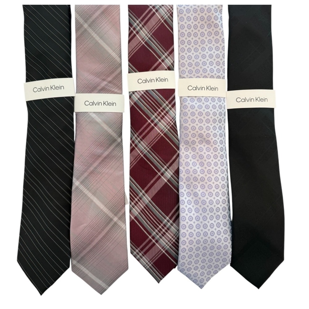 Calvin Klein Necktie Mens One Size Ties Various Colors and Patterns New lot of 5